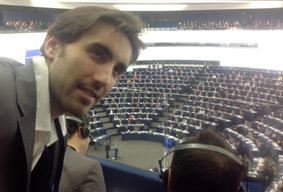 Javier Corrales en el pleno del Parlamento Europeo